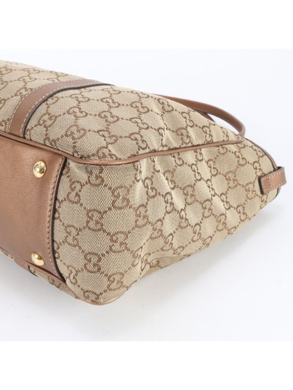 Gucci GG Twins Canvas Leather Tote Shoulder Hand Beige Rbe - Picture 4 of 9
